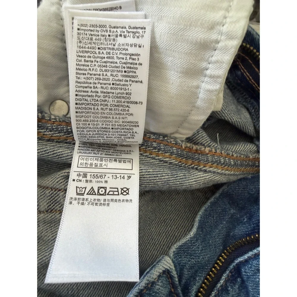 Gap Kids Girls Blue Distressed Denim Mini Skirt Size 14 Adjustable Waist‎ Frayed